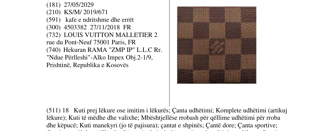 Zëri i markës LOUIS VUITTON në buletin