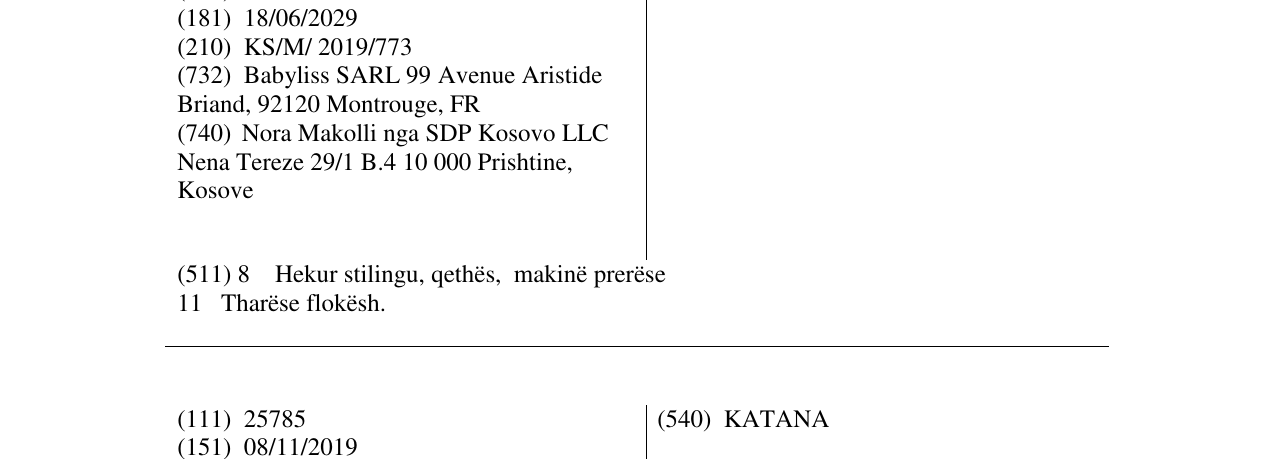 Zëri i markës BABYLISS në buletin