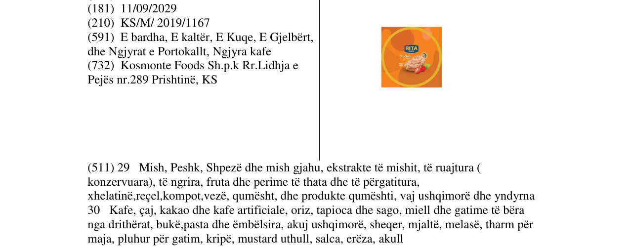 Zëri i markës RITA në buletin