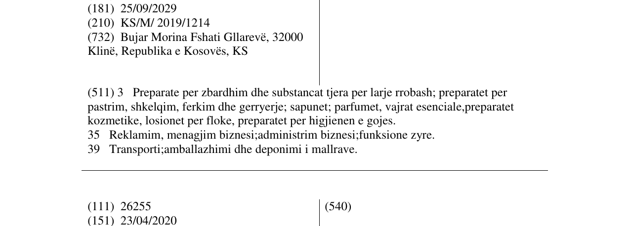 Zëri i markës Bris në buletin