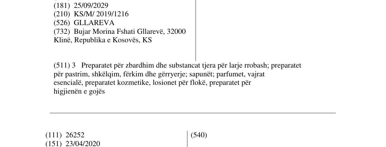 Zëri i markës GLLAREVA në buletin