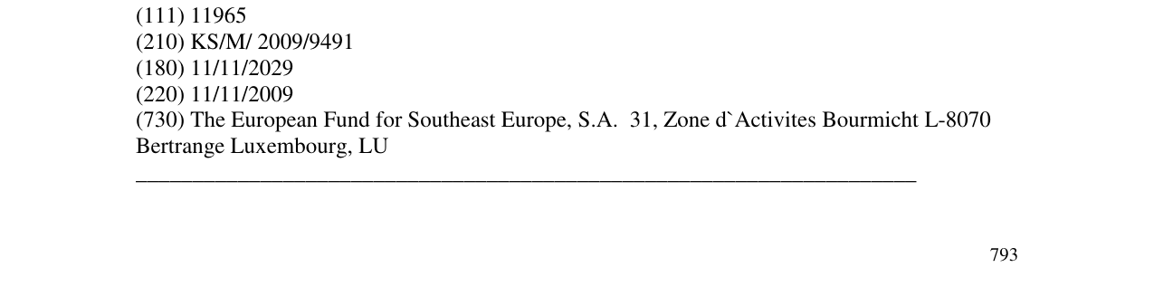 The entry of the trademark Figurative mark in the bulletin