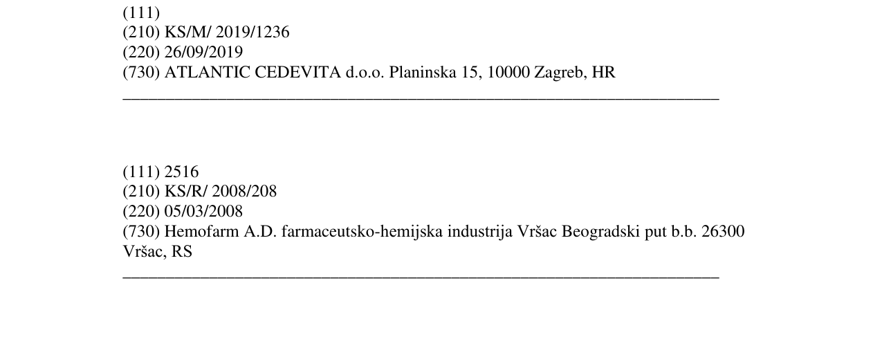Zëri i markës CEDEVITA në buletin