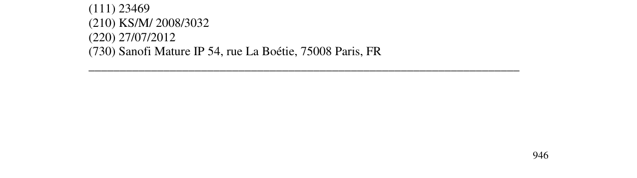 The entry of the trademark ESTALIS in the bulletin