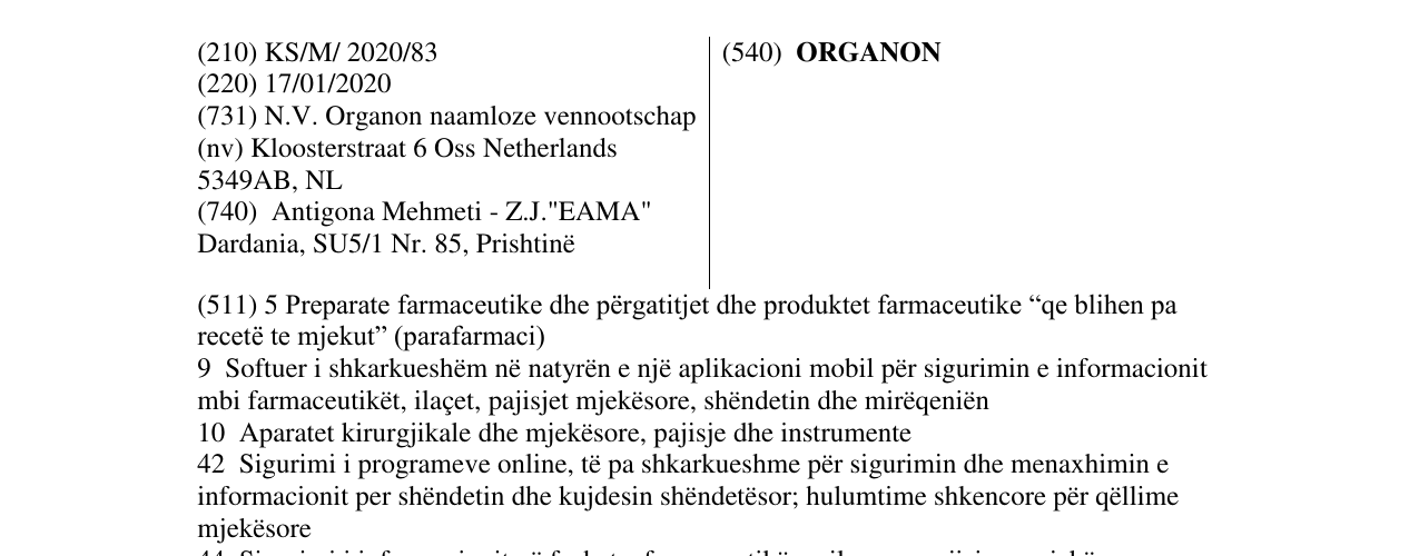 Zëri i markës ORGANON në buletin