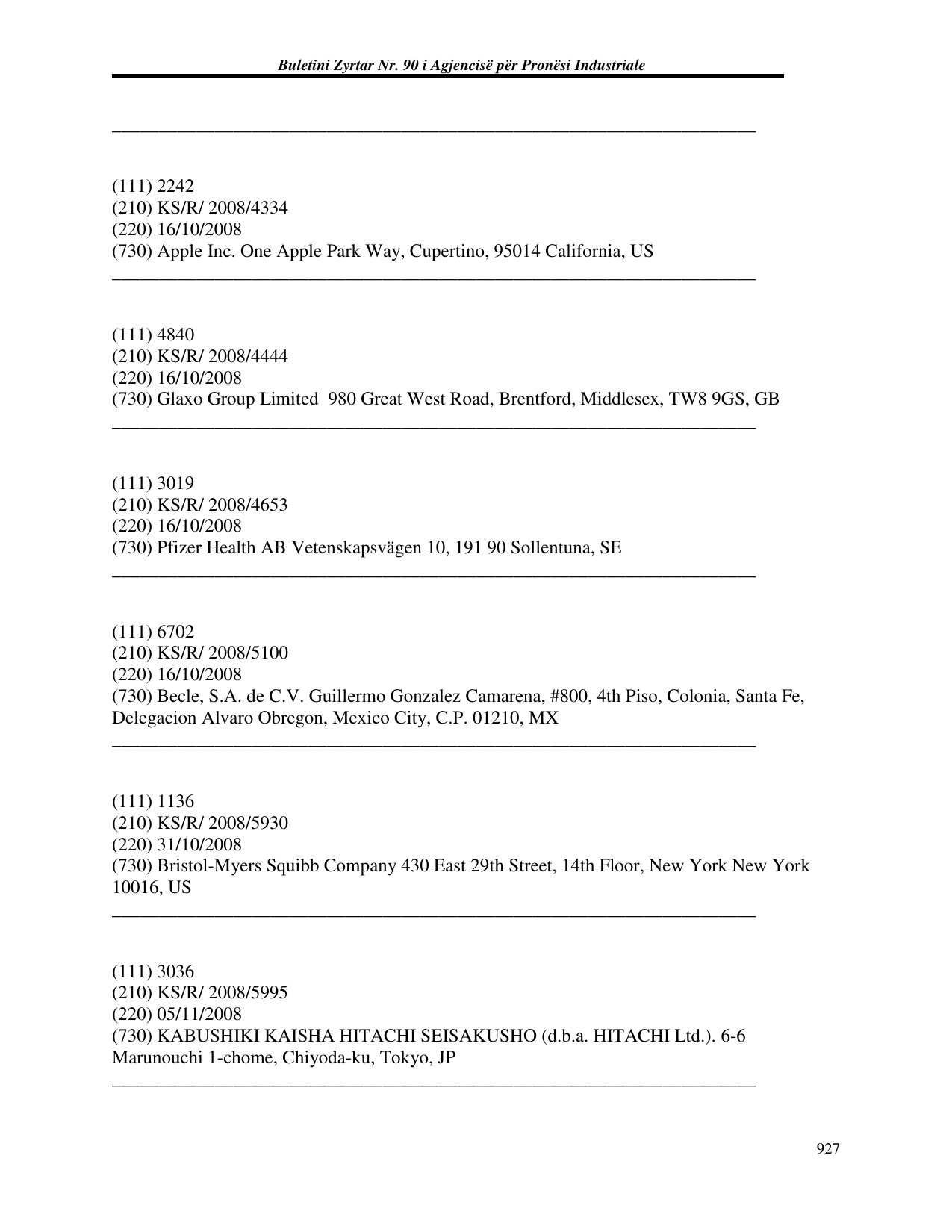 Page 927 of the bulletin