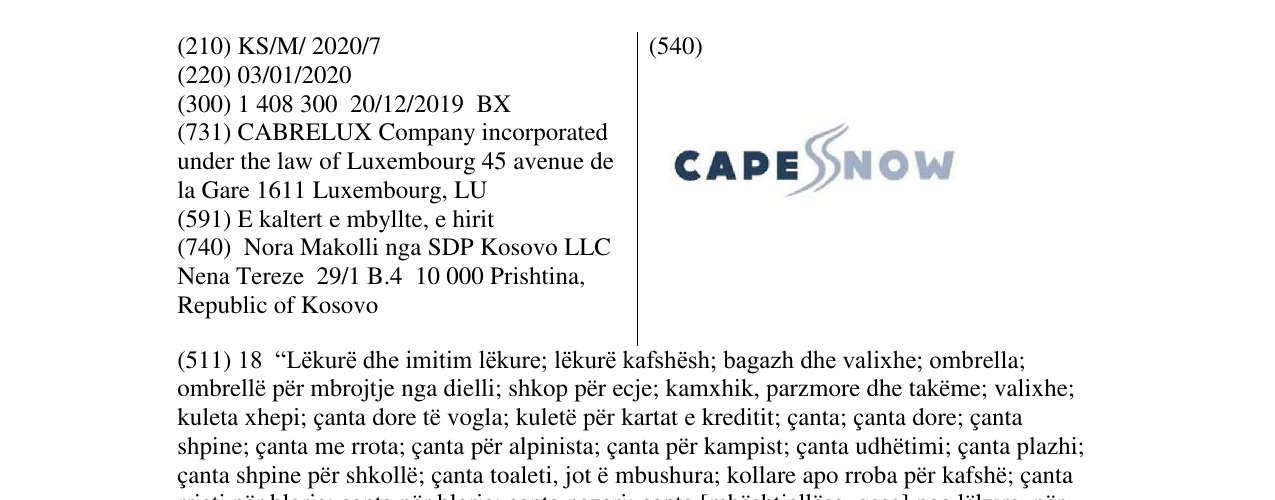 Zëri i markës CAPE NOW në buletin