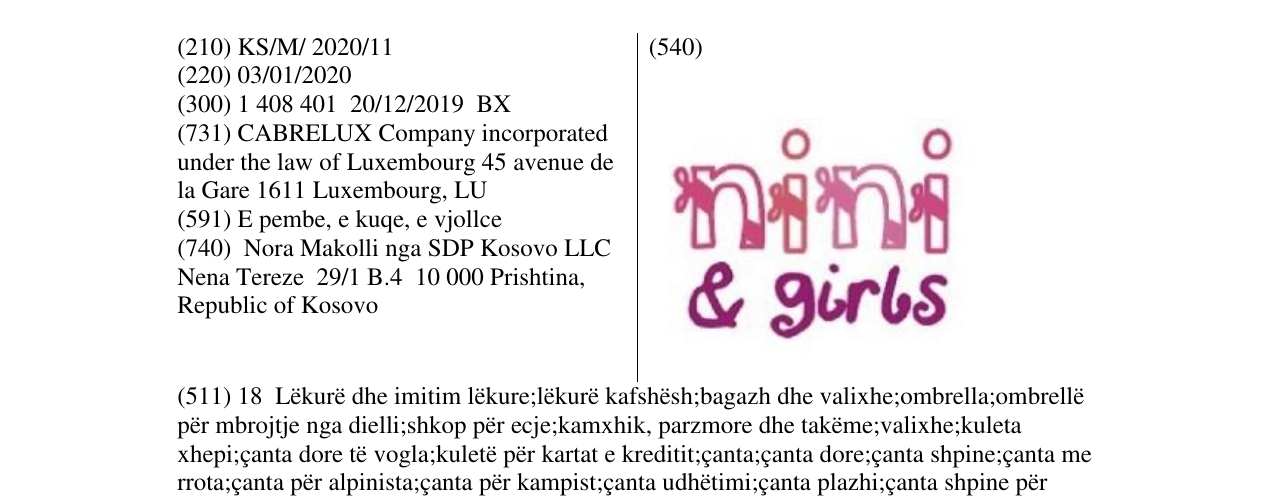 Zëri i markës nini & girls në buletin