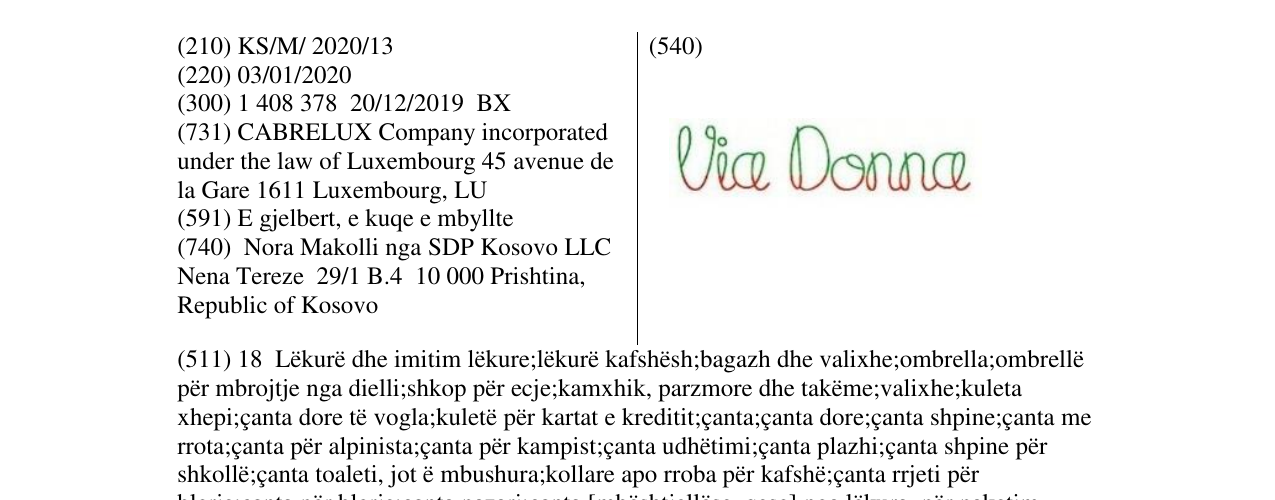 Zëri i markës Via Donna në buletin