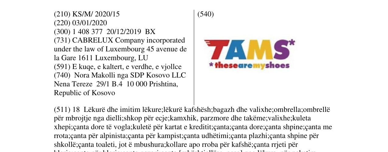 Zëri i markës TAMS në buletin