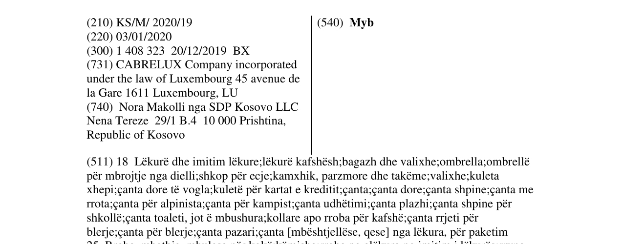 Zëri i markës Myb në buletin