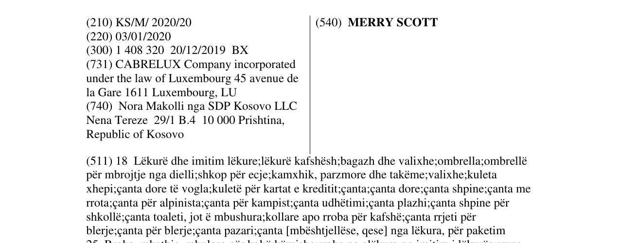 Zëri i markës MERRY SCOTT në buletin