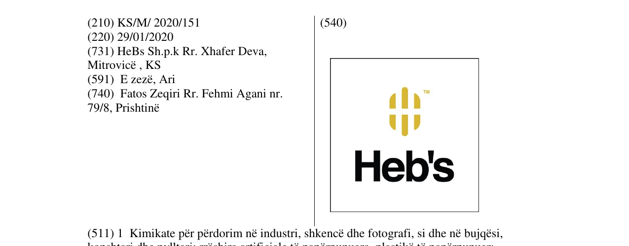 Zëri i markës Heb's në buletin