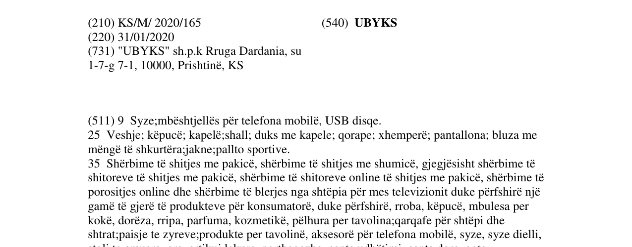 Zëri i markës UBYKS në buletin
