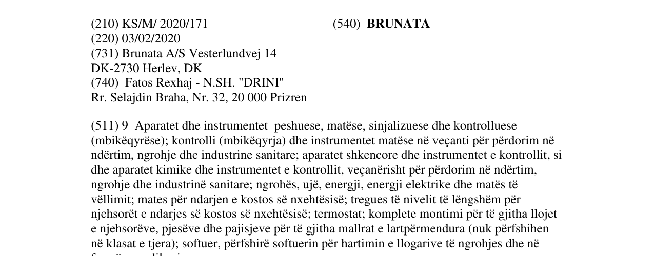 Zëri i markës BRUNATA në buletin