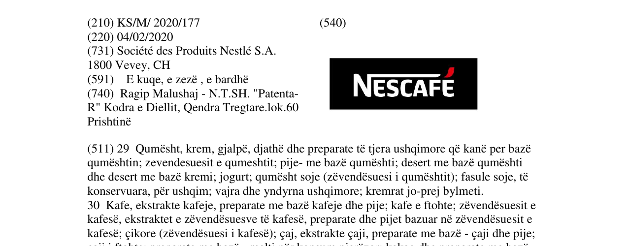 Zëri i markës NESCAFE në buletin