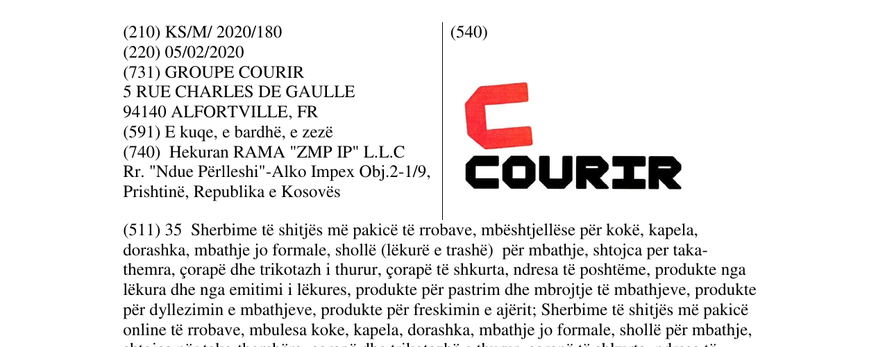 Zëri i markës COURIR në buletin