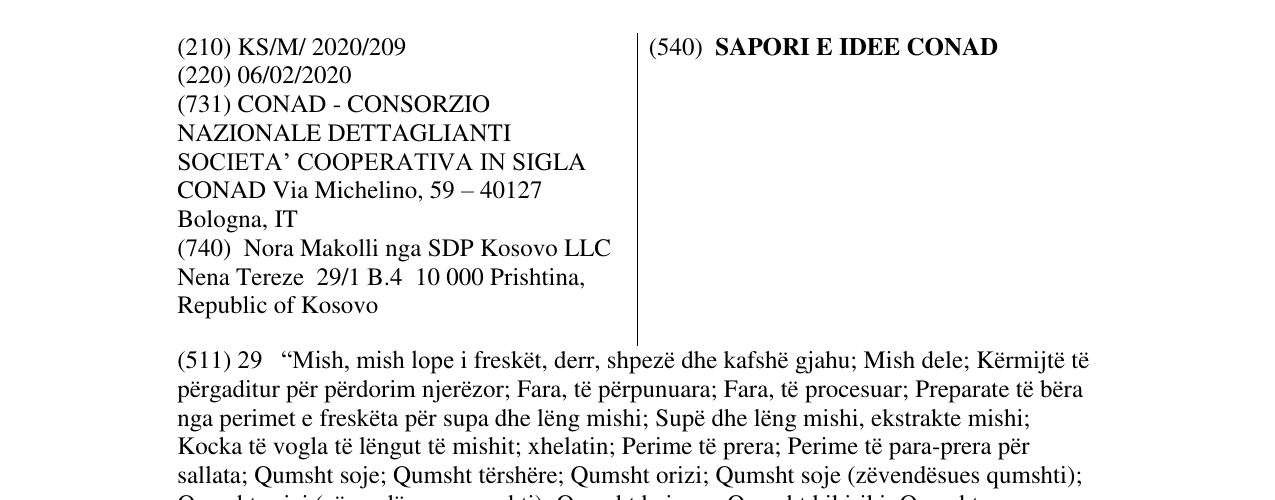 Zëri i markës SAPORI E IDEE CONAD në buletin