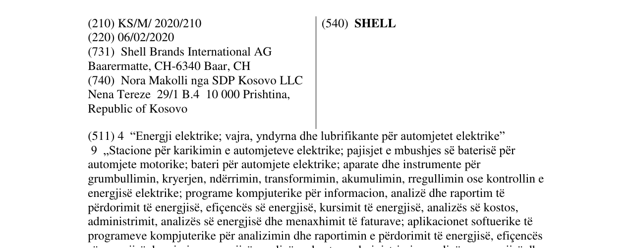 Zëri i markës SHELL në buletin