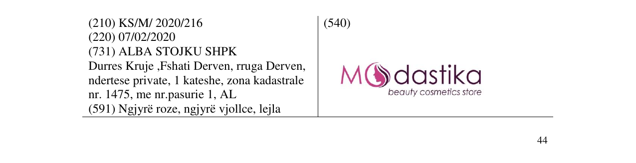Zëri i markës Modastika në buletin