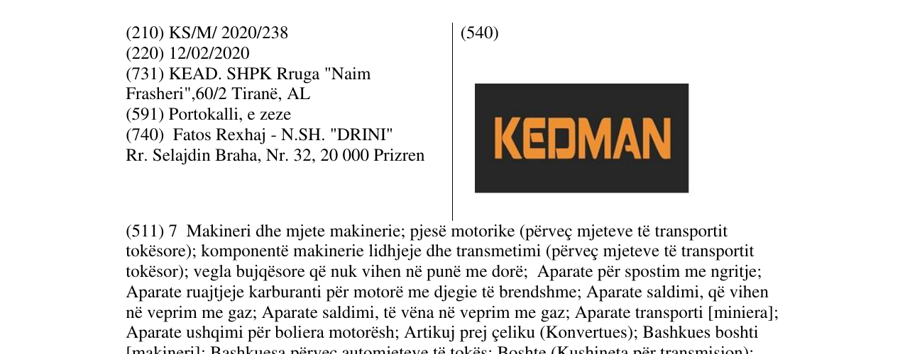 Zëri i markës KEDMAN në buletin