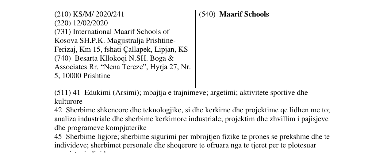 Zëri i markës Maarif Schools në buletin
