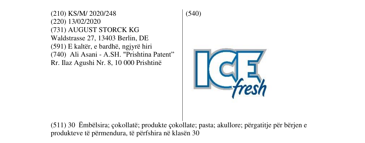 Zëri i markës ICE fresh në buletin