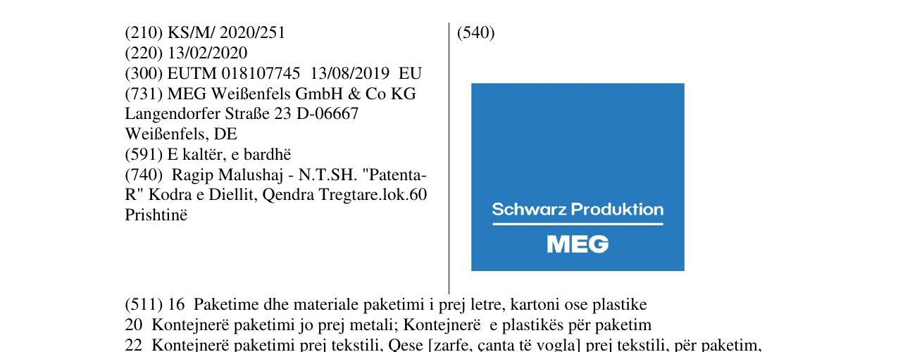 Zëri i markës Schwarz Produktion MEG në buletin