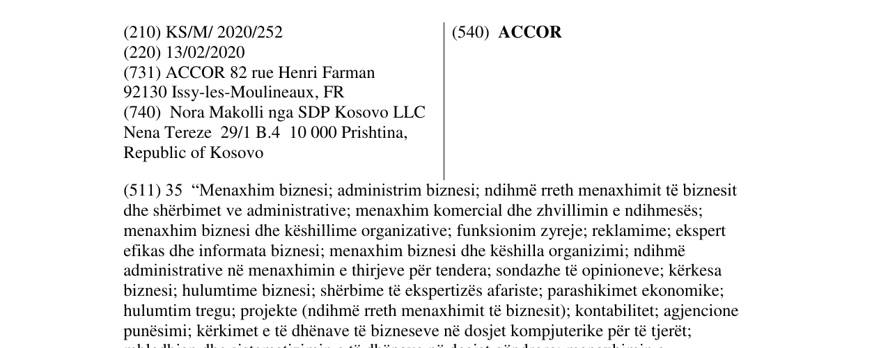 Zëri i markës ACCOR në buletin