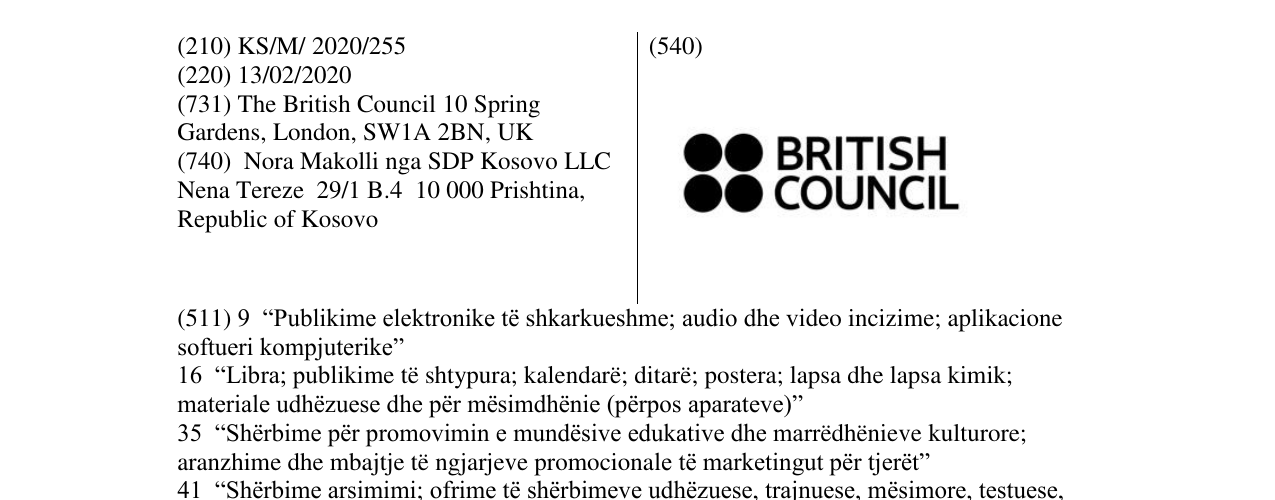 Zëri i markës BRITISH COUNCIL në buletin