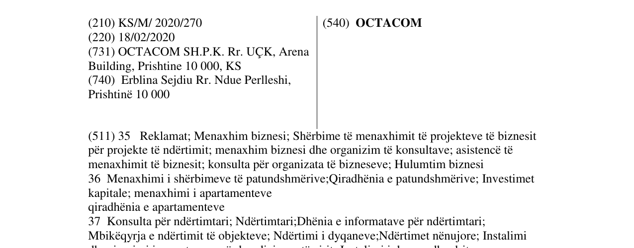 Zëri i markës OCTACOM në buletin