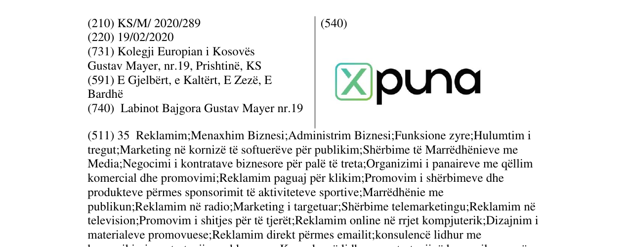 Zëri i markës Xpuna në buletin