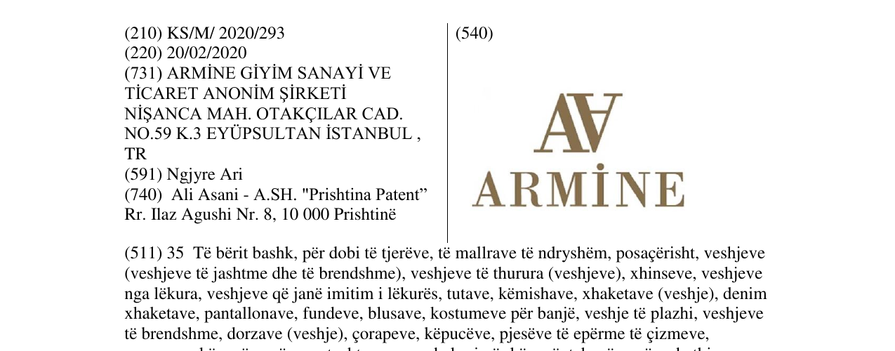 Zëri i markës ARMINE në buletin