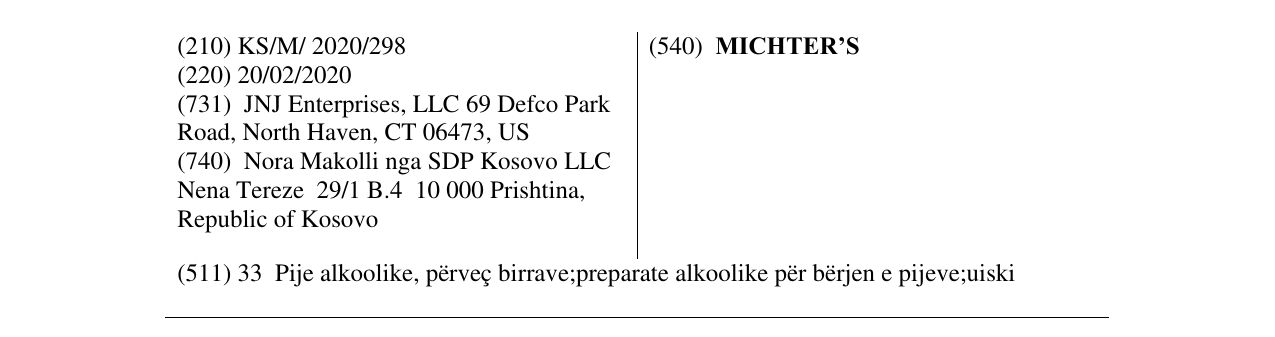 Zëri i markës MICHTER’S në buletin