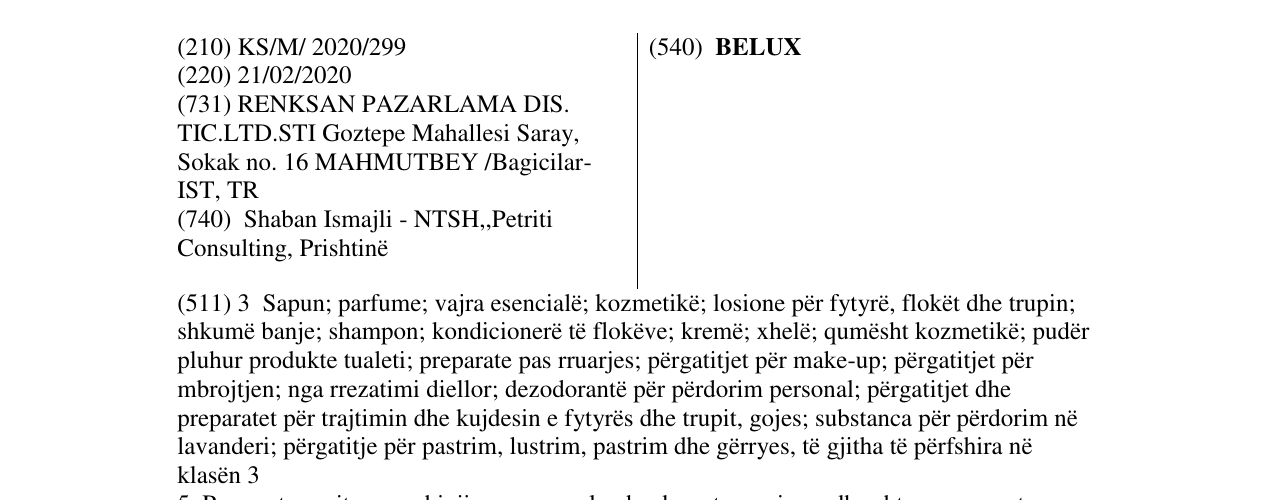 Zëri i markës BELUX në buletin