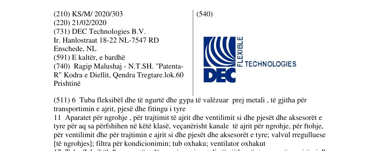 Zëri i markës DEC FLEXIBLE TECHNOLOGIES në buletin