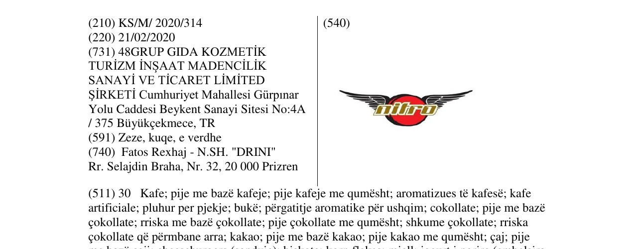 Zëri i markës nitro në buletin