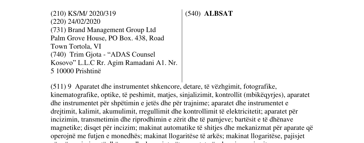 Zëri i markës ALBSAT në buletin