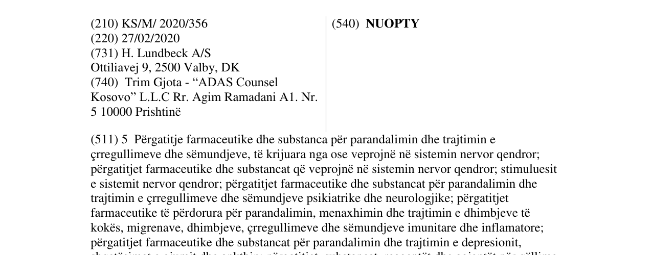 Zëri i markës NUOPTY në buletin