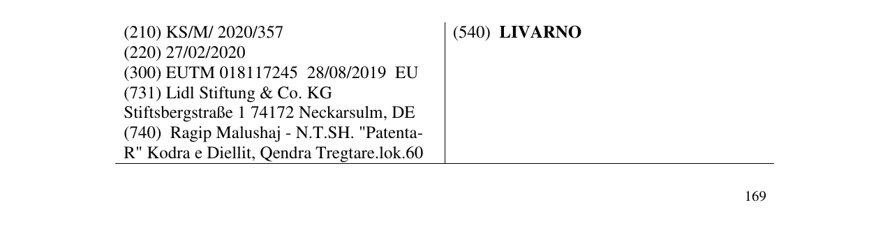 Zëri i markës LIVARNO në buletin