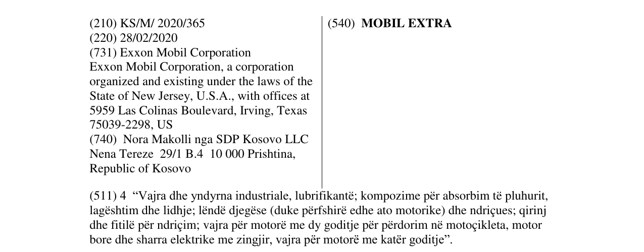 Zëri i markës MOBIL EXTRA në buletin