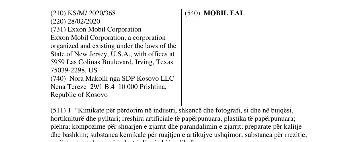 Zëri i markës MOBIL EAL në buletin