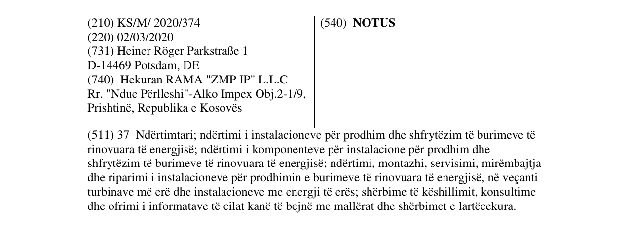 Zëri i markës NOTUS në buletin