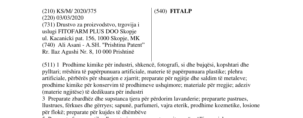 Zëri i markës FITALP në buletin