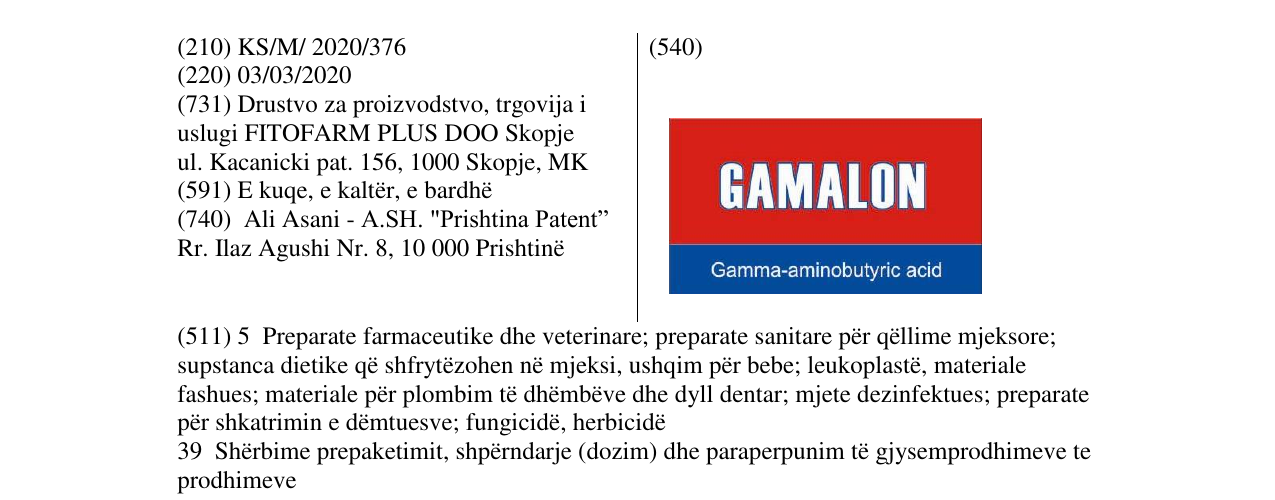 Zëri i markës GAMALON në buletin