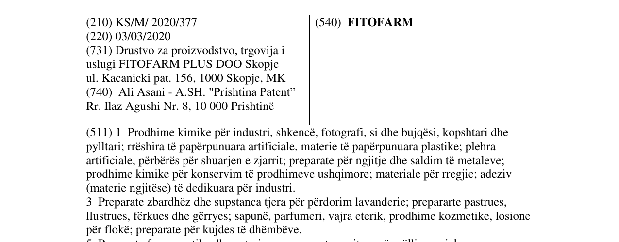 Zëri i markës FITOFARM në buletin