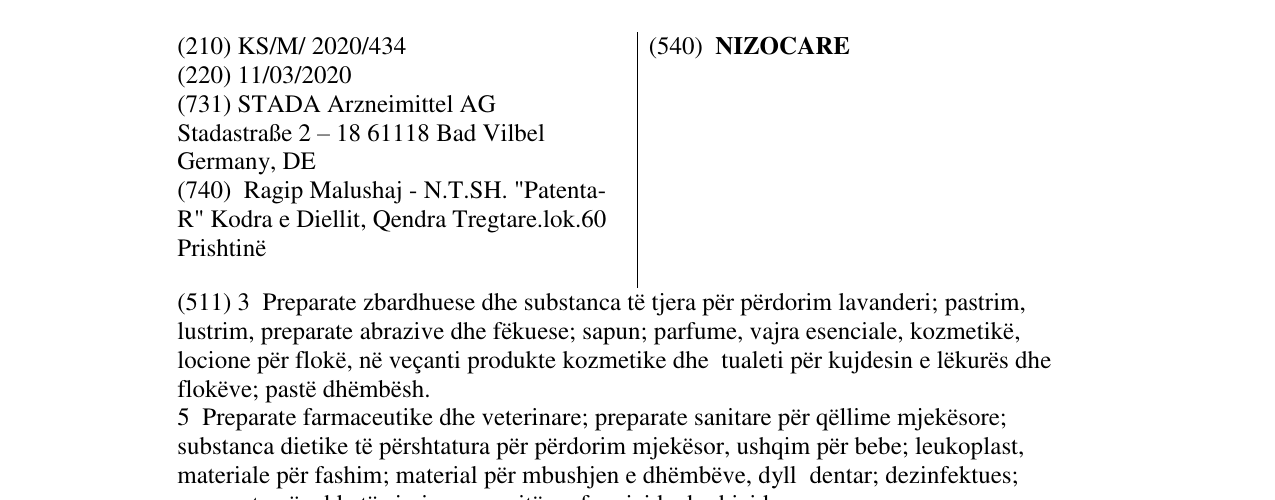Zëri i markës NIZOCARE në buletin