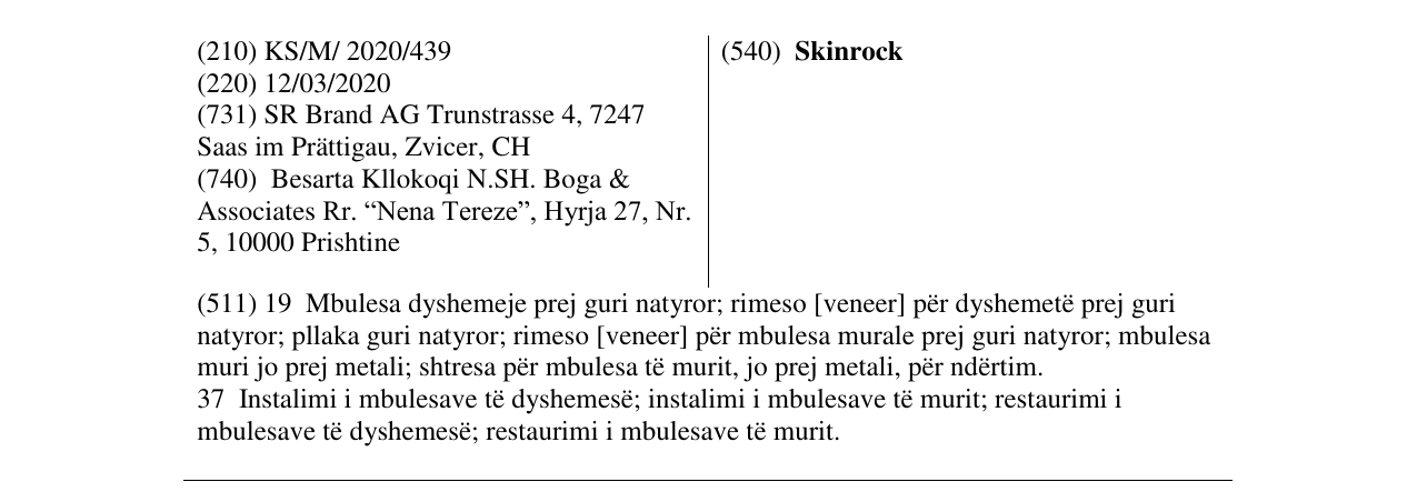 Zëri i markës Skinrock në buletin