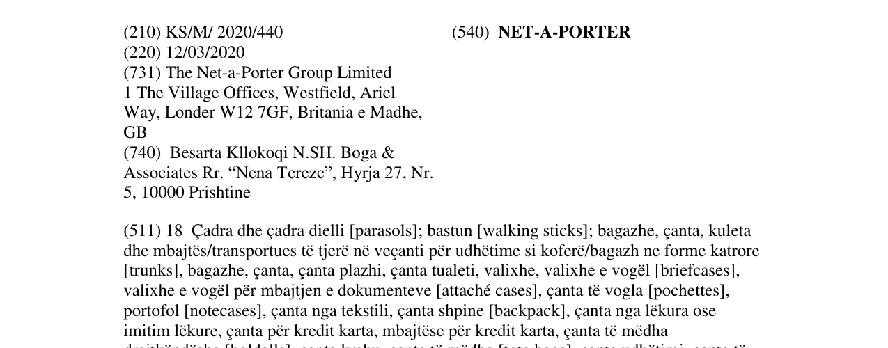 Zëri i markës NET-A-PORTER në buletin