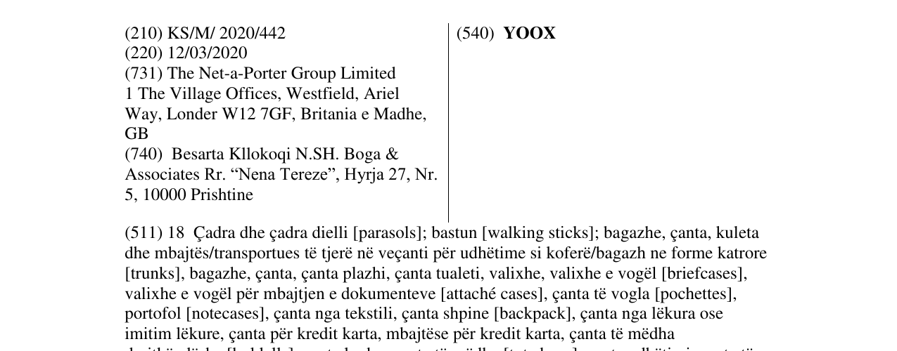 Zëri i markës YOOX në buletin